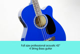 NNEDPE Karrera 43in Acoustic Bass Guitar Blue