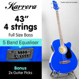 NNEDPE Karrera 43in Acoustic Bass Guitar Blue