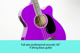 NNEDPE Karrera 43in Acoustic Bass Guitar Purple