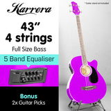 NNEDPE Karrera 43in Acoustic Bass Guitar Purple