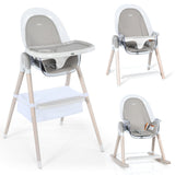 NNECW 3-in-1 Convertible Baby Highchair with Adjustable Height