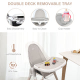 NNECW 3-in-1 Convertible Baby Highchair with Adjustable Height