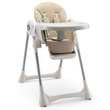 NNECW Foldable Convertible Baby High Chair with Adjustable Height and Removable Tray-Beige
