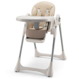 NNECW Foldable Convertible Baby High Chair with Adjustable Height and Removable Tray-Beige