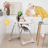 NNECW Foldable Convertible Baby High Chair with Adjustable Height and Removable Tray-Grey