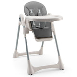 NNECW Foldable Convertible Baby High Chair with Adjustable Height and Removable Tray-Grey