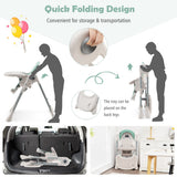 NNECW Foldable Convertible Baby High Chair with Adjustable Height and Removable Tray-Green