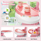 NNECW Baby High Foldable Feed Chair with 4 Lockable Wheels for Kitchen-Pink