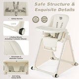 NNECW 4-in-1 Baby High Chair with 6 Adjustable Heights Beige