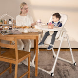 NNECW 4-in-1 Baby High Chair with 6 Adjustable Heights Beige