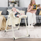 NNECW 4-in-1 Baby High Chair with 6 Adjustable Heights Beige