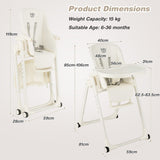 NNECW 4-in-1 Baby High Chair with 6 Adjustable Heights Beige