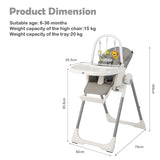 NNECW 4-in-1 Foldable Baby High Chair with 7 Heights &  Toy Bar & Double Tray