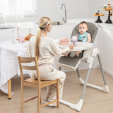 NNECW 4-in-1 Foldable Baby High Chair with 7 Heights &  Toy Bar & Double Tray