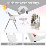 NNECW 4-in-1 Foldable Baby High Chair with 7 Heights &  Toy Bar & Double Tray
