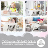 NNECW 4-in-1 Foldable Baby High Chair with 7 Heights &  Toy Bar & Double Tray