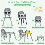 NNECW 6 in 1 Highchair with Table and Removable Washable Tray for Baby