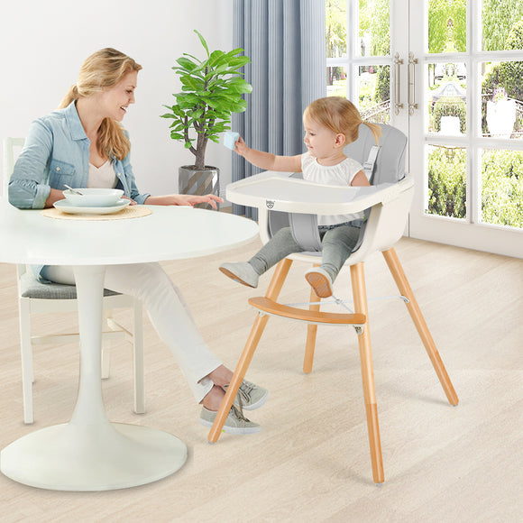 NNECW 3 in 1 Baby High Chair with Adjustable Legs and Tray for Dining-Grey