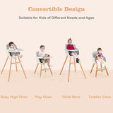 NNECW 3 in 1 Baby High Chair with Adjustable Legs and Tray for Dining-Grey