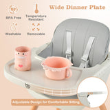 NNECW 3 in 1 Baby High Chair with Adjustable Legs and Tray for Dining-Grey