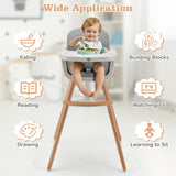 NNECW 3 in 1 Baby High Chair with Adjustable Legs and Tray for Dining-Grey