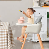 NNECW 3 in 1 Baby High Chair with Adjustable Legs and Tray for Dining-Grey
