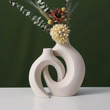 NNETM Set of 2 White Ceramic Vases - Modern Boho Decor