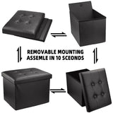NNETM Foldable Leather Storage Stool - Stylish Lodge Design
