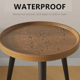 NNETM Contemporary Nordic Style Wood Round Coffee Table - Walnut Color