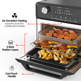NNEDPE Pronti 18L 1500W Electric Air Fryer Multi Cooker Oven Black