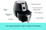 NNEDPE Pronti Air Fryer Cooker 4.0L HF-989 - Black