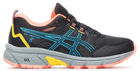 NNEKG Womens Gel Venture 8 Trail Shoe (Black Digital Aqua Size 10.5 US)