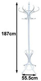 NNEDSZ HOME White Coat Rack with Stand Wooden Hat and 12 Hooks Hanger Walnut tree