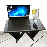 NNETM Portable Folding Student Study Table - Black PU Leather