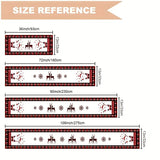 NNETM Seasonal Winter Holiday Table Runner - Red and Black Buffalo Check Plaid with Santa Claus & Snowflake Patterns