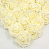 NNETM 50pcs Ivory Artificial Foam Rose Flower Heads - 7.5cm | Elegant Bulk Decor