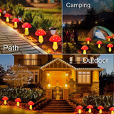 NNETM Solar Red Mushroom Garden Lights - 8 Modes Waterproof Decorative Outdoor Lighting (Set of 8)