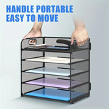 NNETM Black Mesh Desktop File Organizer - 5-Layer, Portable and Sleek Design