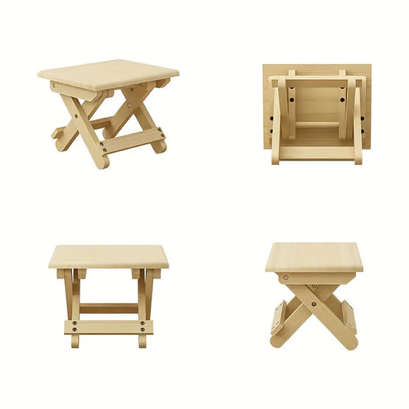 NNETM Portable Outdoor Solid Wood Folding Stool
