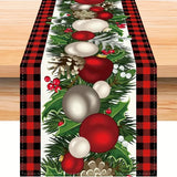 NNETM Red & Black Buffalo Check Plaid Christmas Table Runner