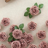 NNETM 25pcs Retro Pink Artificial Roses | Dusty Rose Real Touch Simulation Flowers