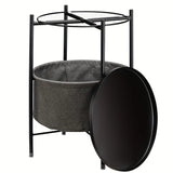 NNETM Double Layer Black Metal Tea Table in Black Color