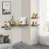NNETM Rustic Wooden Wall Mounted Corner Shelf Set