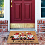 NNETM Cheerful Christmas Gnome Welcome Doormat | Indoor/Outdoor Washable Rug
