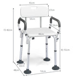 NNECW Non-Slip Height Adjustable Shower Chair with Removable Back and Padded Arms
