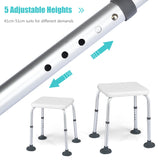 NNECW Non-Slip Height Adjustable Shower Chair with Removable Back and Padded Arms