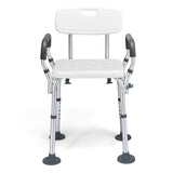 NNECW Non-Slip Height Adjustable Shower Chair with Removable Back and Padded Arms