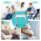 NNECW Non-Slip Height Adjustable Shower Chair with Removable Back and Padded Arms