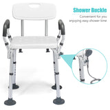 NNECW Non-Slip Height Adjustable Shower Chair with Removable Back and Padded Arms