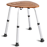 NNECW Bamboo Bath Seat Stool Shower Chair with Slip-Resistant Rubber Tip